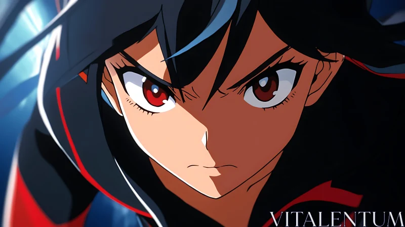 Anime heroine in close combat-ready intense facial closeup