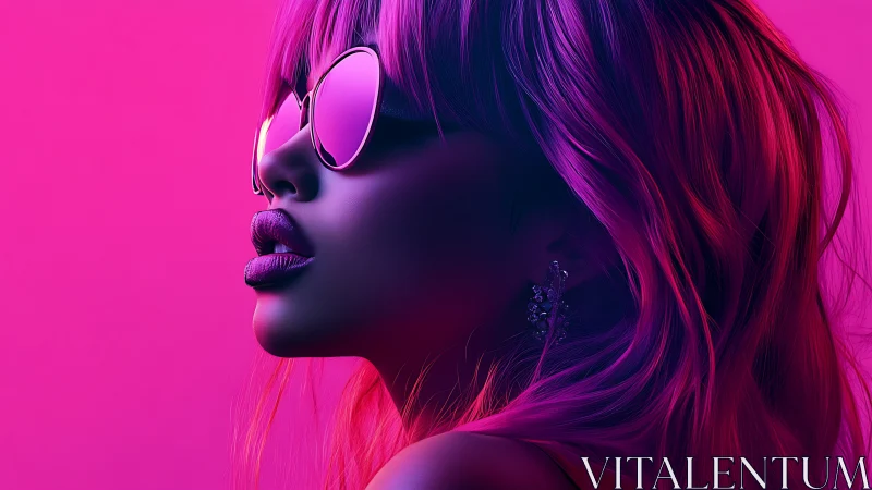 Neon-lit female profile in saturated magenta cyan rim lighting study