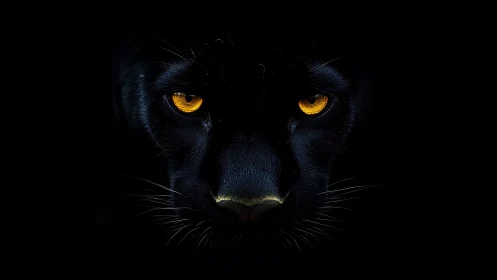 Black Panther Face With Glowing Golden Eyes