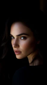 Velvet shadows cradle a quietly luminous portrait gaze