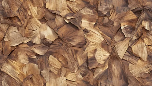 Overlapping dried wood shavings form an irregular surface