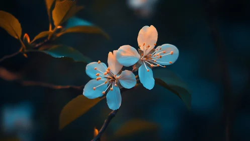 Delicate blooms kissed by golden hour light.