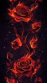 Flames of Passion: Fiery Roses Glow With Radiant Heat.