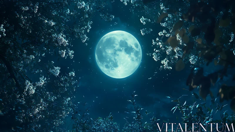 Moonlit garden window opening into a quiet midnight dream.