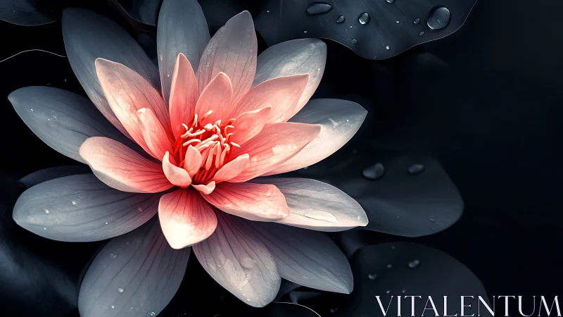 Red Lotus on Dark Water: Translucent Petals.