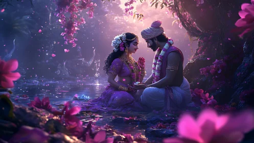 Enchanted Garden Romance: A Luminous Moment