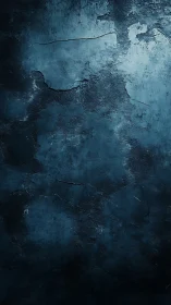 Moody cracked blue concrete wall evokes quiet industrial depth