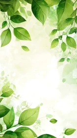 Lush green foliage framing soft watercolor light field.