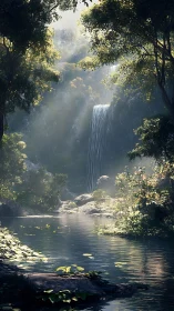 Cascade Cathedral: Where Sunlight Conducts the Water Symphony.