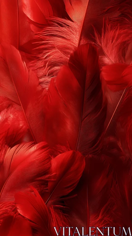 Dense closeup of layered red feathers in soft focus.