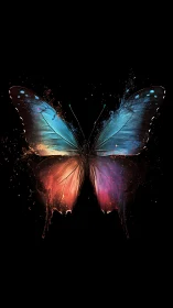 Luminous cosmic butterfly dissolves into vivid color bursts.