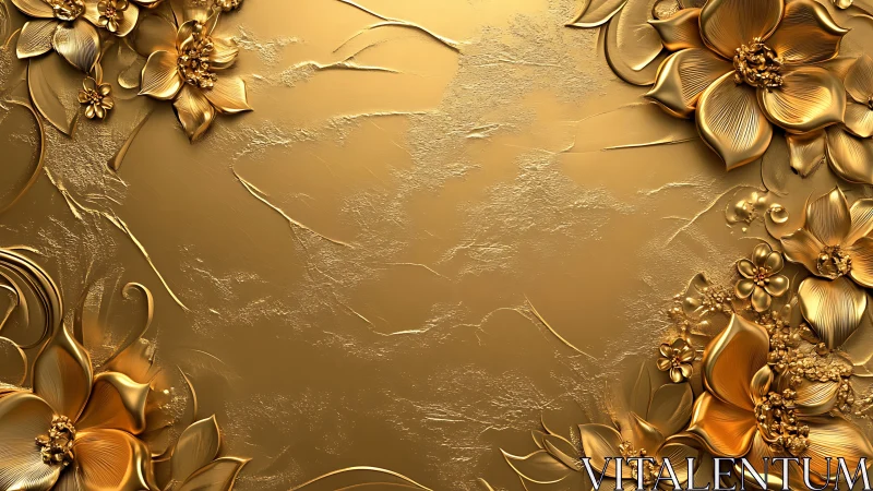 Gilded Relief Florals in High-Relief 3D Relief Composition