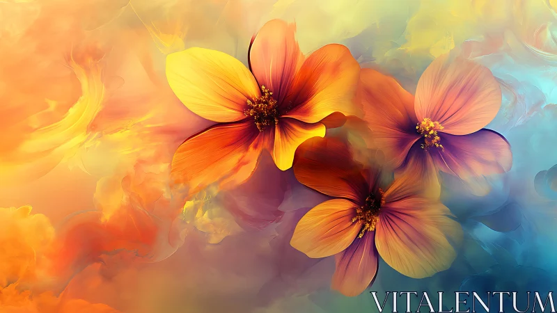 Cosmos in Bloom: Ethereal Flowers Dancing Through Liquid Light