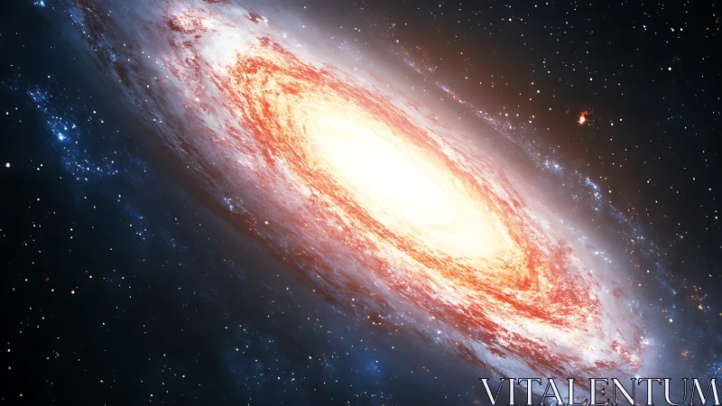 Spiral galaxy with bright core in deep interstellar space.
