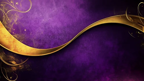Curved gold wave on textured royal purple digital backdrop.
