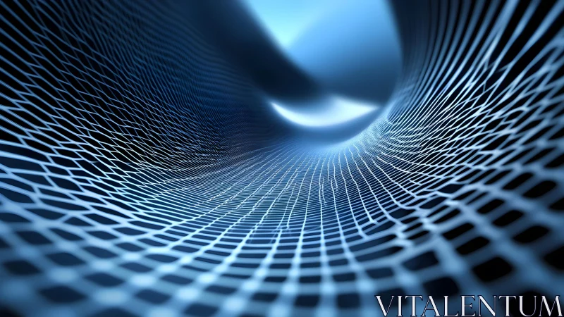 Abstract 3D Mesh Tunnel with Blue Lighting and Futuristic Style. Abstract 3D Mesh Tunnel with Blue Lighting and Futuristic Style.