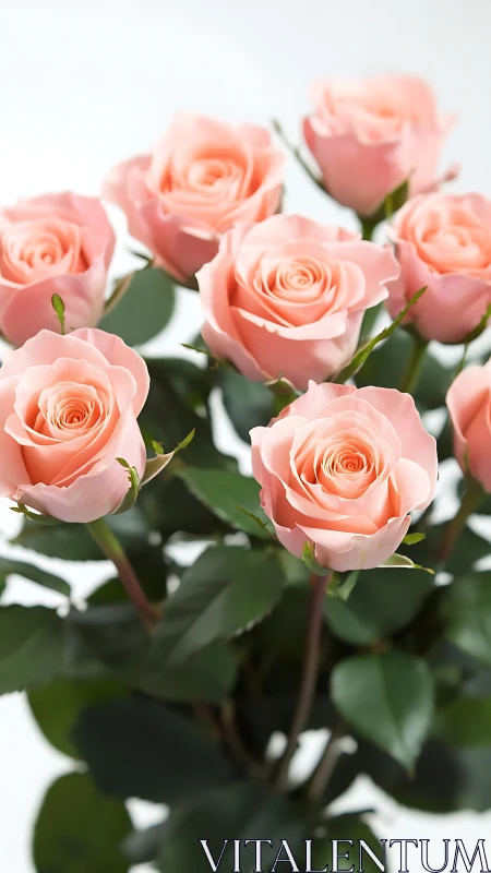 Blush Pink Roses Bundle with Lush Green Foliage.