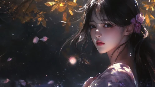 Nocturnal petal portrait with volumetric rim lighting study.