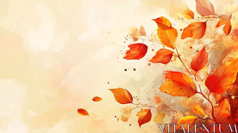 Autumn foliage rendered in expressive warm-toned digital brushwork