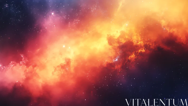 Celestial nebula river in vivid orange stellar light.