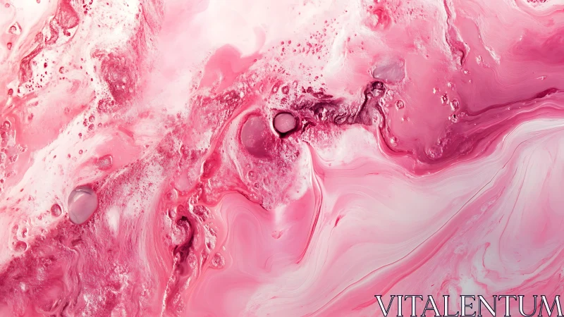Pink liquid marble abstraction with cellular fluid textures.