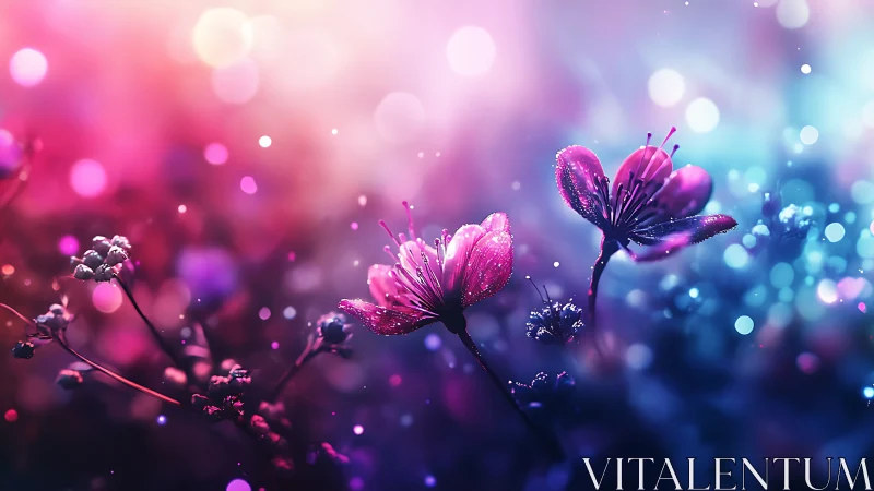 Luminescent Blooms Dance Through Prismatic Twilight Magic.