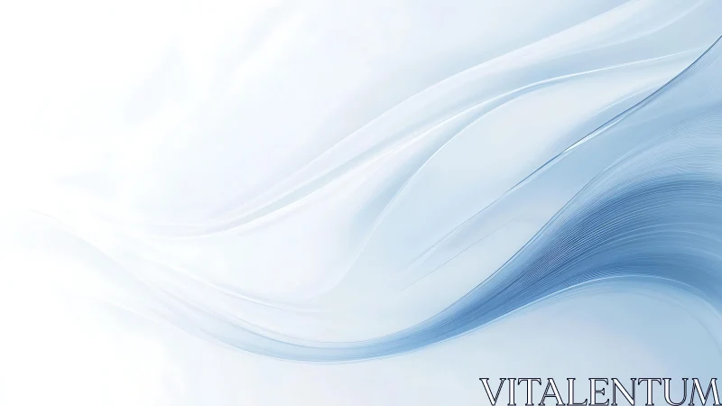 Elegant Abstract Blue and White Flowing Lines Digital Art.