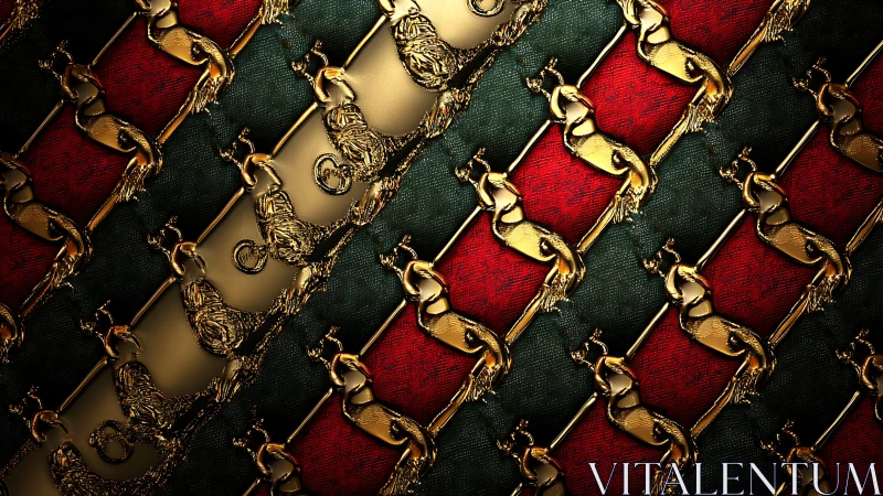 Diagonal metallic deer motif over textured fabric bands