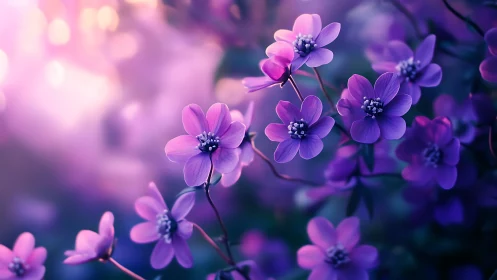 Purple flowers with soft-focused bokeh background