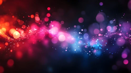 Vibrant Abstract Light Trail with Bokeh Effects in Neon Colors.