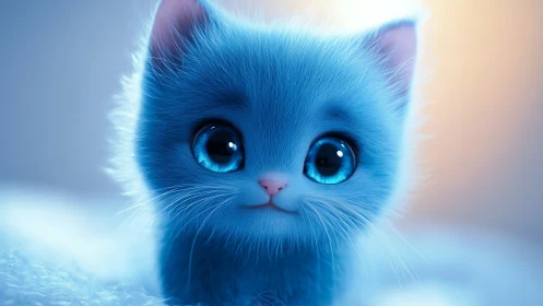 Ethereal Blue Kitten with Mesmerizing Turquoise Eyes.