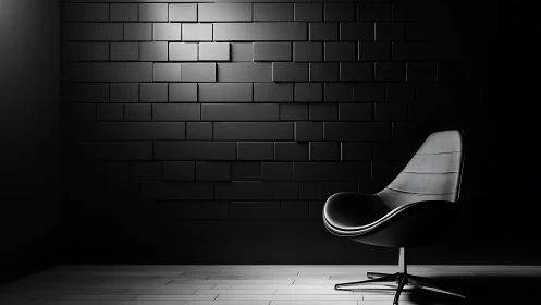 Minimalist Seating: Modern Chair's Solitary Silhouette in Shadows