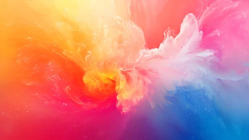 Luminous nebula swirl blends fiery sunset and cool auroras.