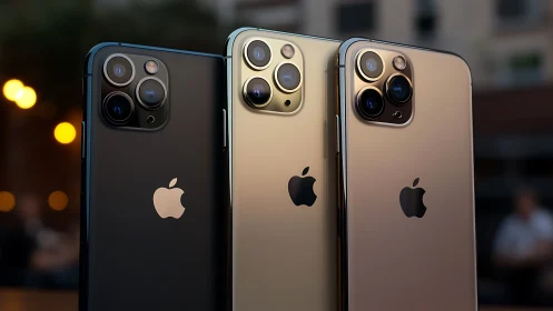 Three iPhone Pro Models Shine in Evening Light.