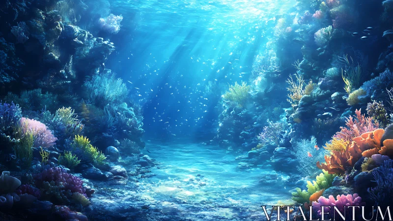 Sunlit coral canyon where quiet ocean daydreams bloom.