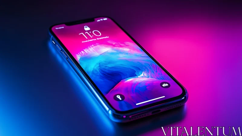 Modern Smartphone Glows with Vibrant Neon Energy.