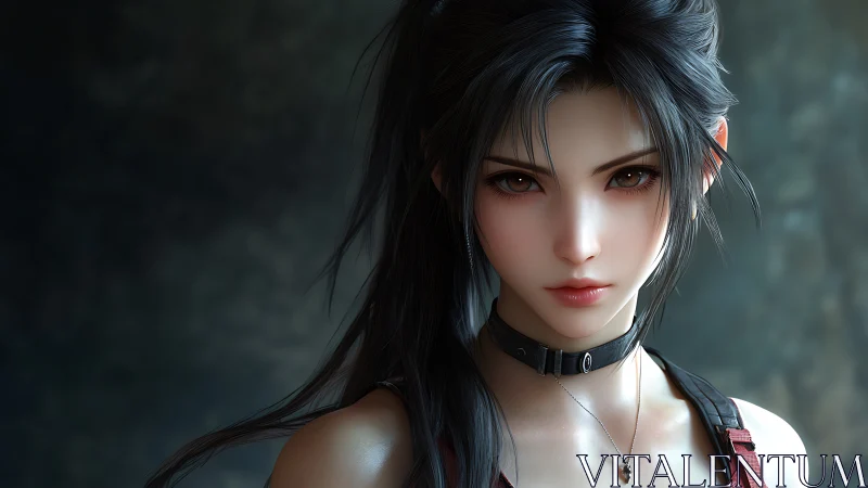 Striking warrior girl meets the viewer with calm, steady resolve