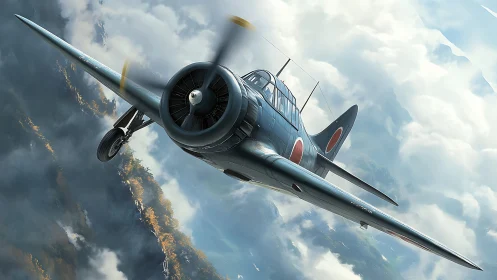 Storm-chasing warbird knifes through towering mountain clouds.