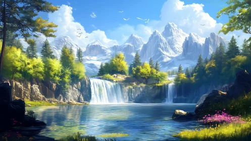 Spectral alpine cascade with high dynamic range illumination.