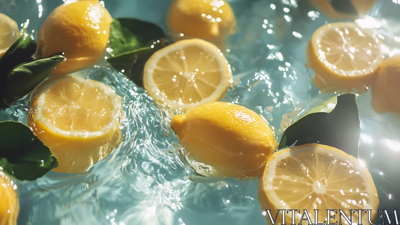 Sunlit lemons drifting in sparkling turquoise water.