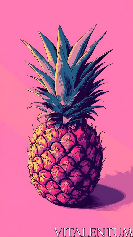 Stylized pineapple illustration on flat pink background.