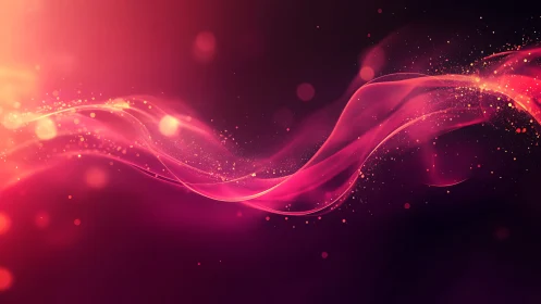 Curved magenta light trails with particle dispersion pattern.