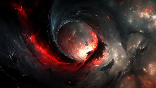 Turbulent cosmic vortex with incandescent red plasma filaments