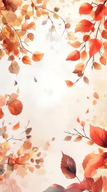 Autumn leaves frame with soft light center background.