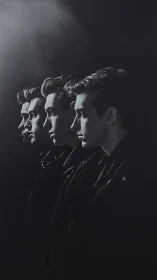 Layered monochrome portraits explore identity in shadow