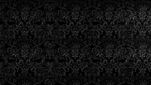 Black baroque damask pattern with glossy embossed detail.