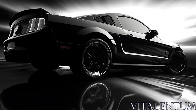 High-contrast muscle coupe rendered in dynamic motion blur.