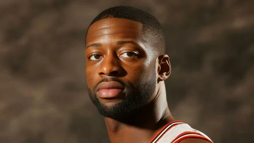 Basketball player portrait under warm studio lighting.