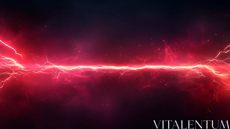 Electric horizon slices the cosmos with neon crimson thunder