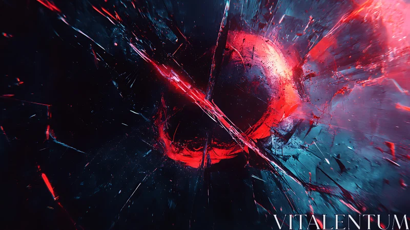 Fractured neon planet shatters through deep cosmic void.